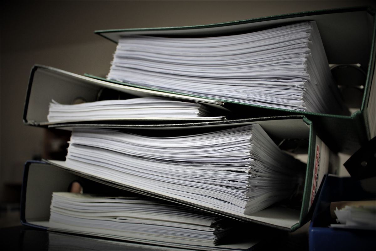A stack of organized folders