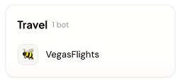 Travel team workspace with VegasFlights bot